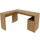 Mesa De Canto Para Escritório Em L Angular Com 2 Gavetas Amên