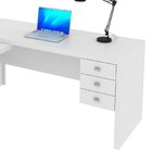 Mesa De Canto Para Escritório Em L Angular Com 3 Gavetas Bran