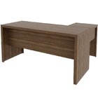 Mesa De Canto Para Escritório Em L Angular Com 3 Gavetas Nogal