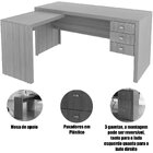 Mesa De Canto Para Escritório Em L Angular Com 3 Gavetas Nogal