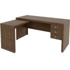 Mesa De Canto Para Escritório Em L Angular Com 3 Gavetas Nogal