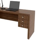 Mesa De Canto Para Escritório Em L Angular Com 3 Gavetas Nogal