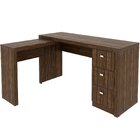 Mesa De Canto Para Escritório Em L Angular Com 3 Gavetas Nogal