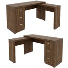 Mesa De Canto Para Escritório Em L Angular Com 3 Gavetas Nogal