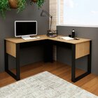 Mesa De Canto Para Escritório Em L Mdp Amêndoa/preto