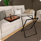 Mesa De Canto Para Sala Dobrável Com Bandeja Preto Fosco