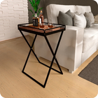 Mesa De Canto Para Sala Dobrável Com Bandeja Preto Fosco