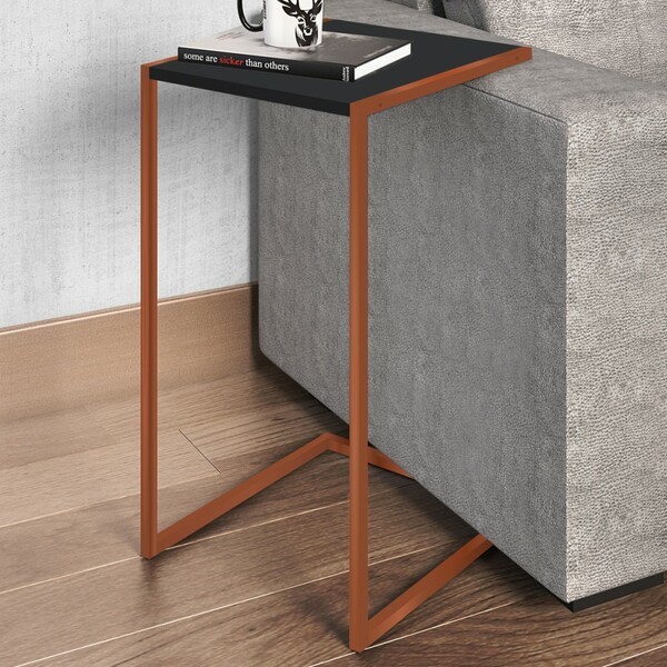 Mesa De Canto Preto/cobre 27820 - Artesano