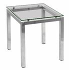 Mesa De Canto Quadrada Cromado E Tampo De Vidro - Criativa