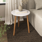 Mesa De Canto Redonda Apoio Pes Palito Sala Luxo Branco