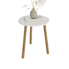 Mesa De Canto Redonda Apoio Pes Palito Sala Luxo Branco