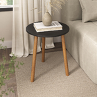 Mesa De Canto Redonda Apoio Pes Palito Sala Luxo - Preto