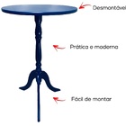 Mesa De Canto Redonda Azul Marinho Em Mdf 53x30