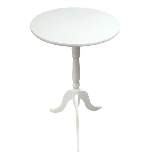 Mesa De Canto Redonda Branca Em Mdf 53x30