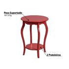 Mesa De Canto Redonda Estilo Clássico 50x50 Cm - Vermelho