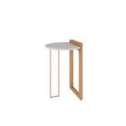 Mesa De Canto Redonda Linnea 60 Cm C/tampo De Vidro - Natura