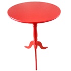 Mesa De Canto Redonda Vermelha Em Mdf 53x30