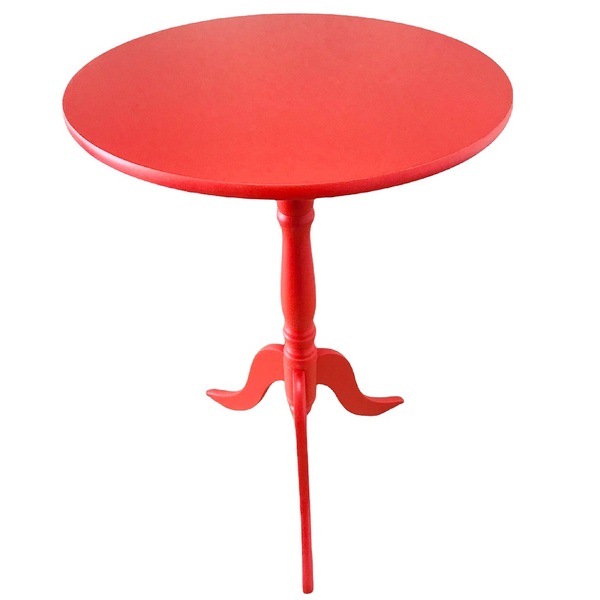 Mesa De Canto Redonda Vermelha Em Mdf 53x30