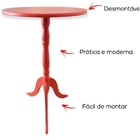 Mesa De Canto Redonda Vermelha Em Mdf 53x30