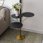 Mesa De Canto Trieste 65cm X 57cm X 57 Cm Preto / Dourado