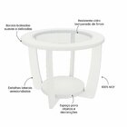 Mesa De Centro 100% Mdf Com Vidro Temperado Curve Branco