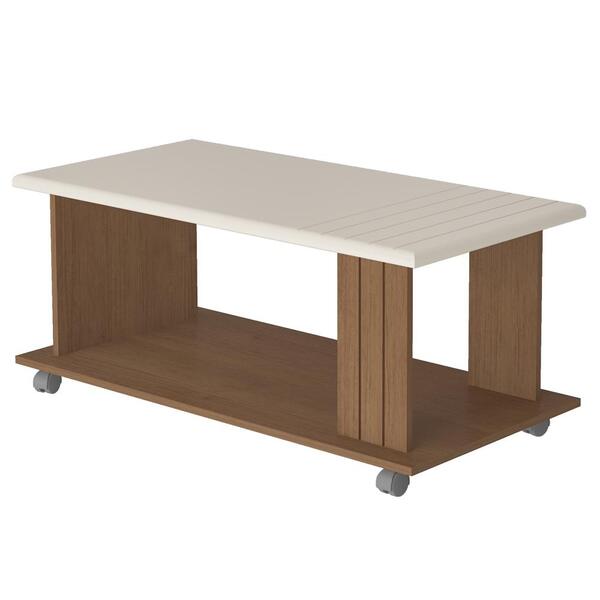 Mesa De Centro 100x50 Cm Com Rodizios Arly