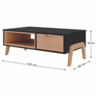 Mesa De Centro 1 Gaveta 1 Nicho Grafite Tx/pinus Cera Bf-1012