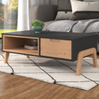 Mesa De Centro 1 Gaveta 1 Nicho Grafite Tx/pinus Cera Bf-1012