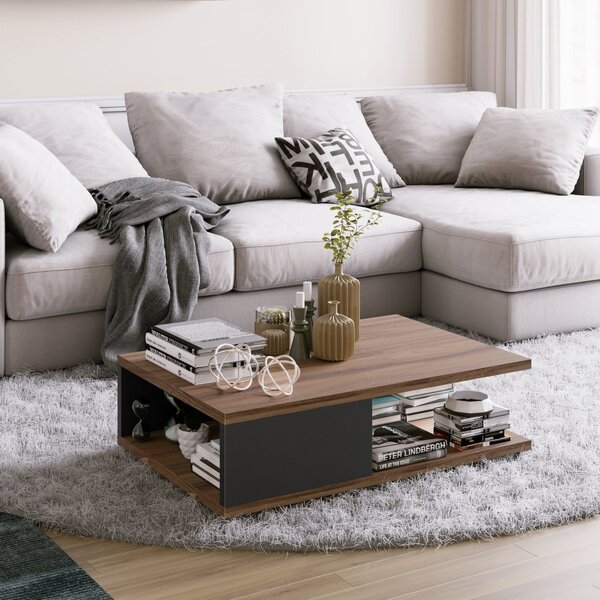 Mesa De Centro 1 Nicho Malaga Rr Móveis Nogal/preto