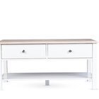 Mesa De Centro 2 Gavetas 100cm Tampo De Madeira Maciça Escova