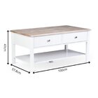 Mesa De Centro 2 Gavetas 100cm Tampo De Madeira Maciça Escova