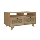 Mesa De Centro 2 Gavetas E Detalhe Em Impressão Palha Trama C