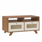 Mesa De Centro 2 Gavetas E Detalhe Em Impressão Palha Trama C