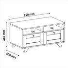 Mesa De Centro 2 Gavetas E Detalhe Em Impressão Palha Trama C