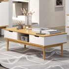 Mesa De Centro 2 Gavetas Em Madeira Maciça Linha Nórdica Yesc