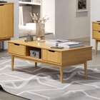 Mesa De Centro 2 Gavetas Em Madeira Maciça Linha Nórdica Yesc