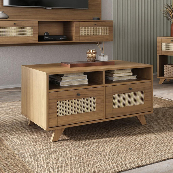 Mesa De Centro 2 Gavetas Trama Artely