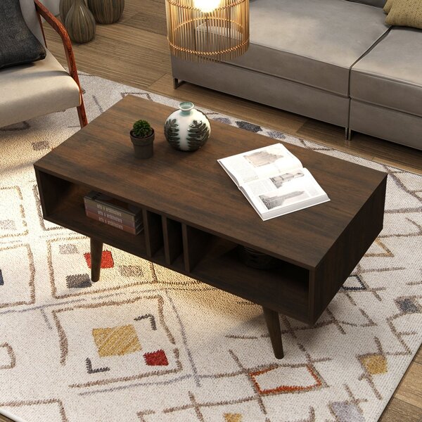 Mesa De Centro 2 Nichos Pés Palito Mc2226 Rústico