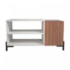 Mesa De Centro 3 Prateleiras Bruxelas Movenord Branco/ Noguei