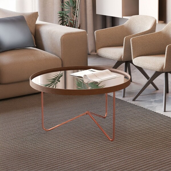 Mesa De Centro Alamanda Com Espelho Castanho/bronze - Jb Bech