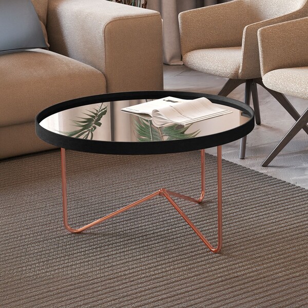 Mesa De Centro Alamanda Com Espelho Preto/bronze - Jb Bechara