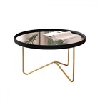 Mesa De Centro Alamanda Com Espelho Preto/dourado - Jb Bechara