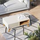 Mesa De Centro Alasca 91cm Off White Freijó Tana Decor