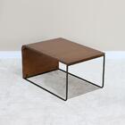 Mesa De Centro Alta Madeira Pinhao Base Metal Nacc