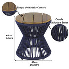 Mesa De Centro Ampulheta Corda Náutica E Tampo Madeira Trama