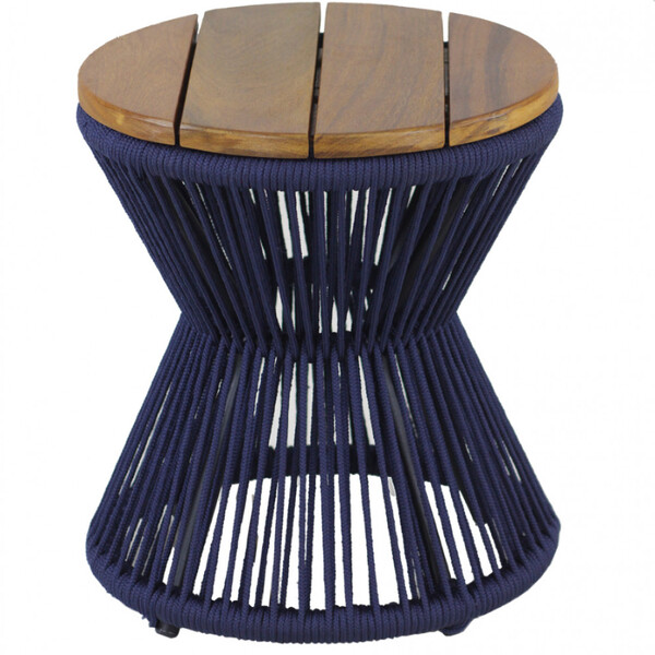 Mesa De Centro Ampulheta Corda Náutica E Tampo Madeira Trama