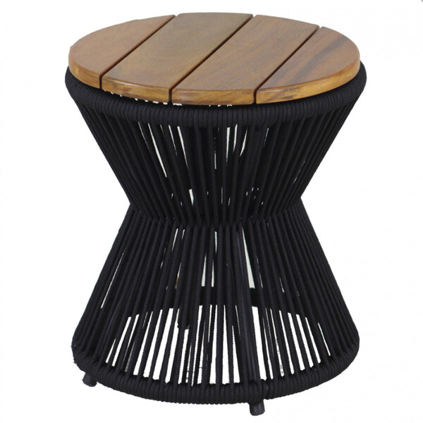 Mesa De Centro Ampulheta Corda Náutica E Tampo Madeira Trama