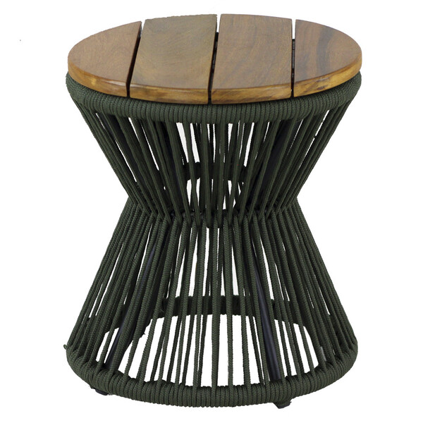 Mesa De Centro Ampulheta Corda Náutica E Tampo Madeira Trama