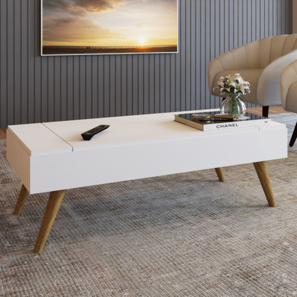 Mesa De Centro Basculante Madrid Branco - Pnr Móveis