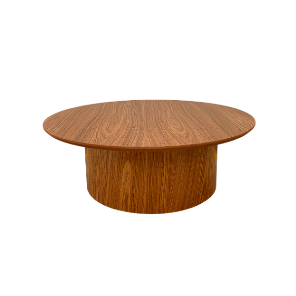 Mesa De Centro Base Cilíndrica  80cm Madeira Freijo - Marrom